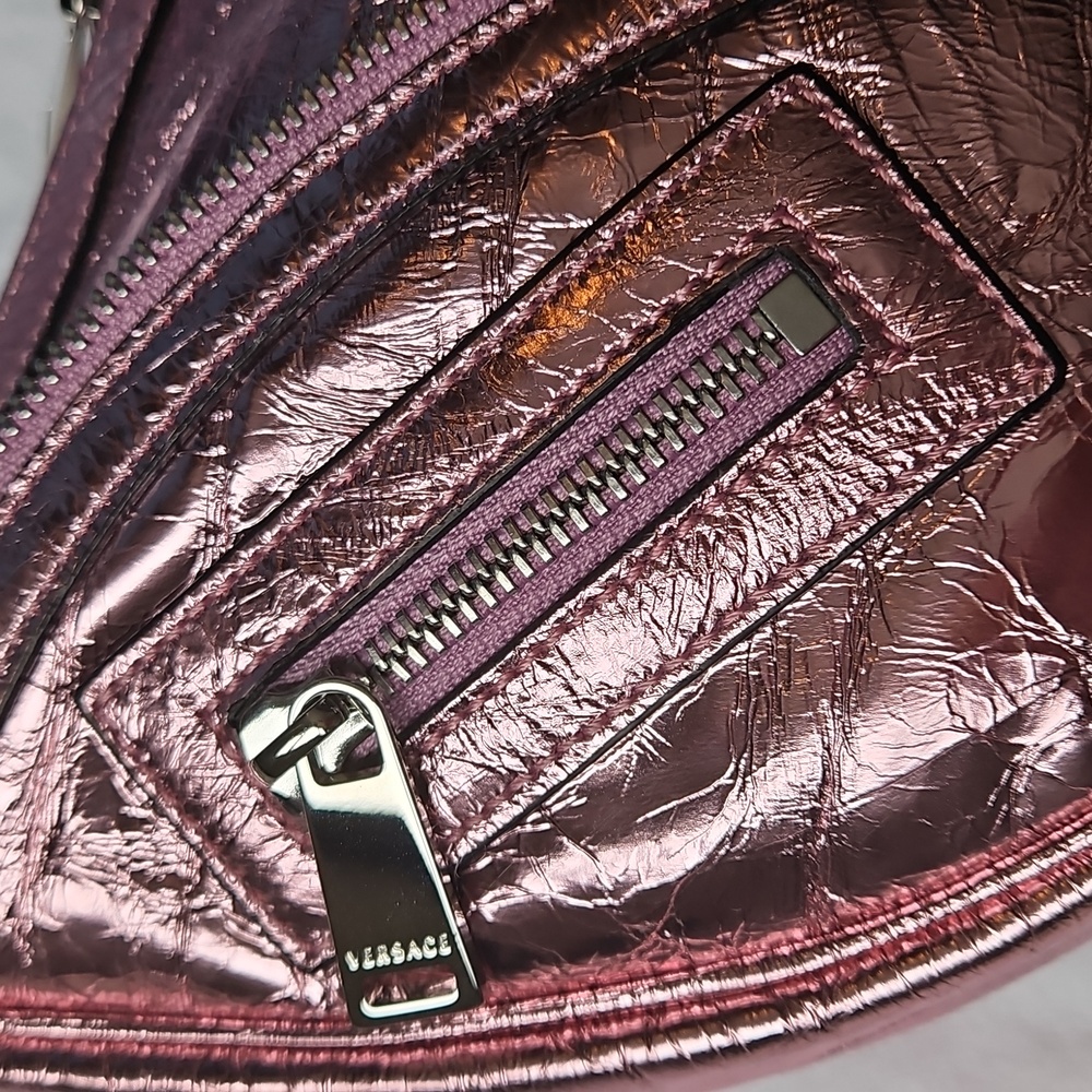 NWT $1850 Versace x Dua Lipa Pink Metallic Leather Bag Silver Medusa - Picture 5 of 14